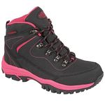 LADIES LEATHER LIGHTWEIGHT WATERPROOF WALKING HIKING TREKKING ANKLE BOOTS SHOES SIZE 3 4 5 6 7 8 (5 UK, Black/Fuchsia)