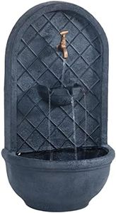 Sunnydaze Messina 26-Inch Polystone Outdoor Wall Water Fountain - Electric Submersible Pump - Lead Finish