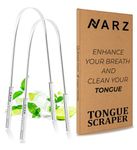 NARZ Tongue Scraper Professional Tongue Cleaner for Bad Breath Reusable Stainless Steel Tongue Scrapers for Oral Care with Dual Carved Handle for Adults & Kids Oral Hygiene 2 Pack