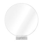 Navaris Table Top Mirror - Round Mirror with Marble Base - Small Mirror for Dressing Table Makeup Cosmetics - Bathroom Bedroom Vanity Mirror and Stand