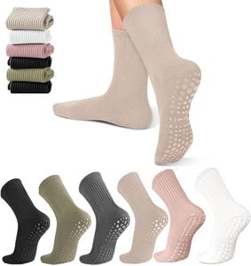 6 Pairs Pilates Yoga Socks with Grips for Women,H HOME-MART Non-Slip Yoga Socks for Women Men Ballet Hospital Ballet Dance Barefoot Workout Anti-Skid Athletic Socks
