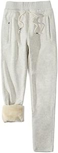 Gihuo Women's Sherpa Lined Sweatpants Winter Warm Fleece Lined Sweatpants with Pockets Fleece Jogger Pants Athletic (2#White-XL)