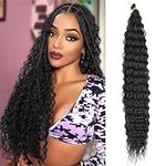 aikaa Ocean Wave Crochet Hair 24 inch Long Deep Wave Curly Braiding Hair Soft Synthetic Curly Crochet Hair For Black Women(24 Inch(Pack of 1), 1B)