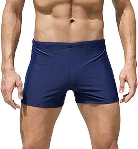 Arcweg Men's Swimming Trunks with Mesh Liner Sport Boxer Swimwear Underwear Summer Beach Board Shorts Elastic Swimsuit, Navy(no Rremoveable Pad), XX-Large