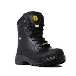 Tiger Face Safety Men's 8" Waterproof CSA STCP ESR Steel Toe Leather Work Boots 7888, Black Size 12