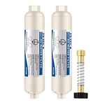 FS-TFC RV Inline Water Filter with Flexible Hose Protector Reduces Bad Taste, Odors, Chlorine, Sediment for RVs and Marines, Drinking & Washing Filter（2 Pack）