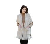Ladies Merino Wool Pocket Shawl (Parsnip)
