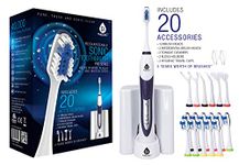 PURSONIC S520 White Ultra High Powered Sonic Electric Toothbrush with Dock Charger, 12 Brush Heads & More! (Value Pack)