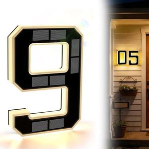 Solar-Powered Outdoor House Number Light, 2026 New 6.7 Inch Solar Lighted House Numbers for Outside Lighting, Personalized Backlit Number for Home Exterior Apartments Hotels Factories (9)