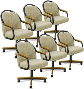 Chromcraft Maple Drift Swivel Dining Chairs with Casters, Set of 6 – Luxury Upholstered Kitchen & Dining Room Chairs with Arms, Ergonomic Tilt & Swivel Comfort - CM188CHZ