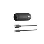 Belkin 20 Watt USB C Car Charger with Fast Charging for Apple iPhone 14, 14 Pro, 14 Pro Max, iPhone 13, 13 Pro, 13 Pro Max, Samsung Galaxy S22 Ultra & More (USB-C to Lightning Cable Included) - Black