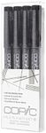 Copic Multiliner Coloured Marker Pen - Set of 4 Black, For Art & Crafts, Colouring, Graphics, Highlighter, Design, Anime, Professional & Beginners, Art Supplies & Colouring Books