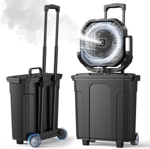 Ausic Outdoor Misting Fan for Outside, 5 Gal 12" Pro Portable Mister Fan with Water Box, 30000mAh Rechargeable Cooling Fan with Adapter, LED Light, Telescopic Handle, Patio/Sports/Camping Essentials