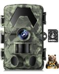 Dargahou Wildlife Camera - 5K 60MP Trail Camera with 115ft 150 Wide-Angle, 0.05s Trigger Time Night Vision Motion Activated Hunting Camera, IP66 Waterproof, No Glow Infrared LEDs Game Camera Outdoor