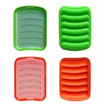 2Pack Sausage Hot Dogs Silicone Mold DIY Handmade Hamburger Pan for Ice Cube Tray Bread Candy Jelly Chocolate and Cake with Two Brush 6-Cavity