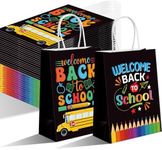 Dunzoom 48 Pieces Back to School Gift Bags Bulk Classroom Party Favors Bags School Bus Gift Bags with Handle Pencil Treat Bags Goodie Candy Bags for Back to School Decoration Supplies