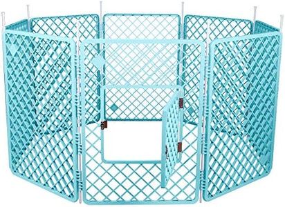 Iris Ohyama, Parc pour Chien Intérieur, Extérieur avec 8 Panneaux & Porte Verrouillable, H60cm, Modulable, Bleu, Cage, Enclos, Cloture pour Chiens, Chiot, Chat, Lapin, Rongeur, Plastique, H-908