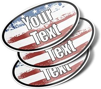 Personalized Oval Vinyl Bumper Stickers (3 Pack) (6" - USA Custom Text 2 Lines)