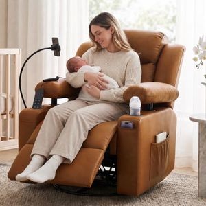Power Swivel Recliner Chair with Adjustable Armrest, Nursery Rocking Chair