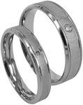 Everstone Couples Wedding Sets Engagement Ring Sets Titanium Polished Silver Bands UK