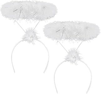 Pack of 2 Angel Halo White Halo Headband - White Halo for Halloween or Christmas Halo Costume - Angel Halo Headband Kids Adult Halo Angel Headband - Fluffy White Angel Headpiece as Angel Accessories