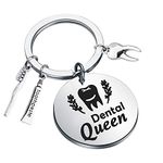 WSNANG Dentist Gifts Dental Queen Keychain Dental Assistant Graduation Gift Dental Hygienist Jewelry for Women, 1.18inch, Stainless Steel,