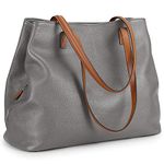 S-ZONE Women Soft Genuine Leather Handbag Large Capacity Shoulder Hobo Bag Fit for 13'' Laptop