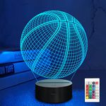 Lampeez Basketball Night Light Kids 3D Optical Illusion Lamp with 16 Colors Changing Remote Control Birthday Xmas Valentine's Day Gift Idea for Sport Fan Boys Girls