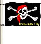 Jolly Roger Pirate Boat Flag 12x18 Made in USA- Small Red Bandana Pirate Yacht Skull Flags with Cross Bones Heavy Duty 3 Ply Banner for Beach Decor Boat Outside