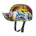 Woljay Vintage Open Face Motorcycle Helmet Retro Baseball Cap Half Helmets Men Women for Scooter Moped Cap Street Cruiser Jet - DOT Certified (XX-Large, Painting)