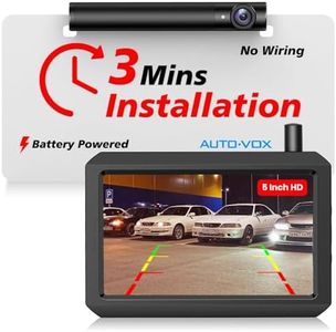 AUTO-VOX Wireless Backup Camera, 3Mins DIY Installation, Mini Size Back Up Camera System with Rechargeable Battery for Car/Trucks, Super Night Vision Rear/Front View Camera with 5'' Monitor(TW1)