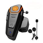 Dgakcvb Motorcycle Bluetooth Headset, BT-S2 Bluetooth 5.0 Helmet Intercom Headset up to 3 Riders 1000M Helmet Communication System for Ski/ATV/Dirt Bike/Racing/Climbing (Boom Microphone,Single)