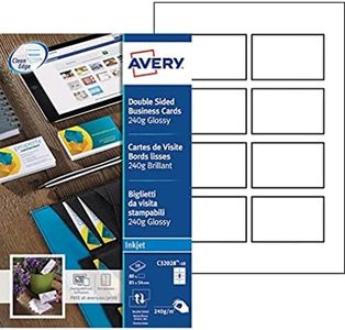 Avery Gloss Finish Business Cards for Inkjet Printers, 85 x 54 mm, 80 Cards, 220 g/m² (936229 / C32028)