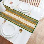 HOKIPO ® Natural Handmade Madurkathi 4 Seater Coffee/Dining Table Runner, Mat, (12x52 Inches, Green, GR-IN76)