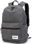 Kinmac Grey Canvas 15 inch Waterproof Laptop Travel Outdoor Backpack with USB Charging Port for 13 inch 14 inch and 15.6 inch Laptop