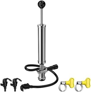 BIERKRONE Keg party pump, D-type keg pump for American Sankey, D-system coupler, draft beer keg picnic pump, cylinder pump with picnic tap, with 2 extra faucets (8 inch)