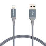 Amazon Basics USB-A to Lightning Charger Cable, Nylon Braided Cord, MFi Certified Charger for Apple iPhone 14 13 12 11 X Xs Pro, Pro Max, Plus, iPad, 10,000 Bend Lifespan, 0.9 m, Dark Grey