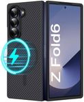 BENTOBEN Carbon Fiber for Samsung Galaxy Z Fold 6 Case, Galaxy Z Fold6 Magnetic Case[Compatible with Mag Safe] Slim Fit Smooth Shockproof Women Men Protective Cover for Samsung Z Fold 6 5G 2024, Black