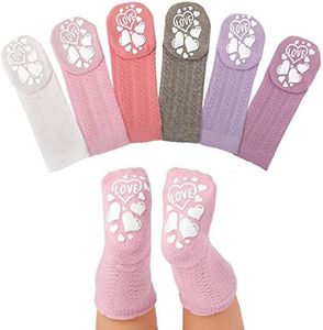 LA ACTIVE Anole Newborn & Infant Baby Socks - 6 Pairs - Knee High Girls Cable Knit Stockings (Girls, 6-12 Months)