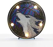 Yobeyi DIY Diamond Painting Lamp with LED Lights Full Drill Crystal Drawing Kit Bedside Night Light Arts Crafts for Home Decoration or Christmas Gifts 6.0x6.0inch(Wolf)