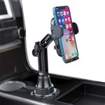 Car Phone Holder Adapter for Cup Holder, Universal Retractable Arm Phone Mount for Car,Office,Home, 360° Rotation Cell Phone Holder with Adjustable Base, Fit for iPhone Android and All Smartphones