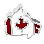 LSxAB Canada Map Charm Canadian Maple Leaf Flag Bead Compatible with Pandora Charms Bracelets