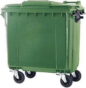 SSI Contenedor de Basura 1100L con Desagüe Inferior y Ruedas con Freno - Diseño Robusto y Duradero, Compatible con Sistemas de Carga Trasera EN-840, Perfecto para Reciclaje y Gestión de Residuos