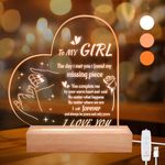 Zosudull Gifts for Girlfriend, Engraved Night Light with Adjustable Brightness, Valentine's Day Gifts with 3 Color Temperatures, Gifts for Wife with Touching Words