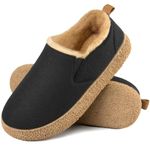 MERRIMAC Women's Faux Felt Slippers Closed-back Warm Comfy Non-slip Memory Foam Indoor House Shoes with Elastic Gores Ink Black, 7-8 UK