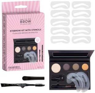 The Brow Technicians Eyebrow Kit with 10 Stencils, Powders, Dual-Pencil, Concealer, Highlighter, Brushes – Complete Beginner Brow Kit