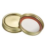 sourcing map Canning Lids, 12 Sets - Tinplate Split-Type Mason Jar Lids and Bands Regular Mouth Leak Proof Fits Storage Cover (Gold)