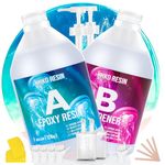 KHKD RESIN Crystal Clear Epoxy Resin Kit - 2 Gallon Resina Epoxica - Self-Leveling, Low Odor, No Bubble, 1:1 Ratio Food Safe Resin & Hardener Kit for Tabletop Art Coating Casting Craft Candlestick