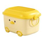 Baby Bucket Plastic Drug Storage Box - Toy Storage Box Children'S Storage Box Pulley With Cover Cartoon Series Trunk Storage Box-(46 X 35 X 23 Cm)-(Yellow-Bear)