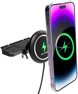 GALVANOX Wireless Charging Car CD Slot Phone Holder - Magnetic Mount Charger with Secure CD-Player Attachment - Compatible with MagSafe, Black